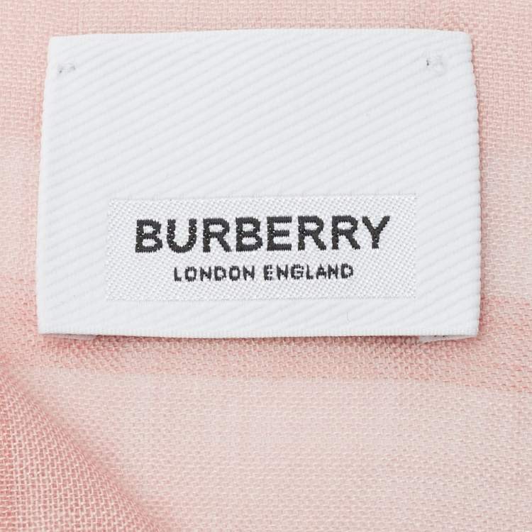 Pre Owned Burberry Pink  Wool & Silk Giant Check Gauze Scarf
