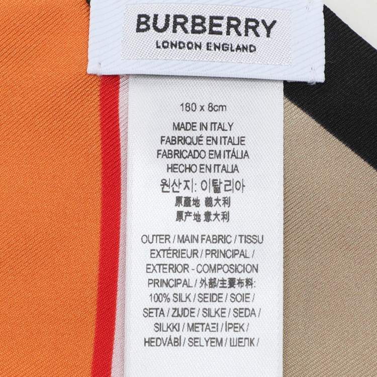 Pre Owned Burberry Multicolor Montage Print Silk Skinny Neck Scarf