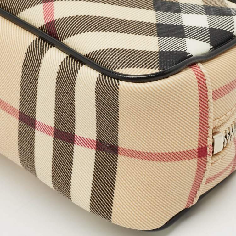 Pre Owned Burberry Beige Nova Check PVC Mini Cosmetic Pouch