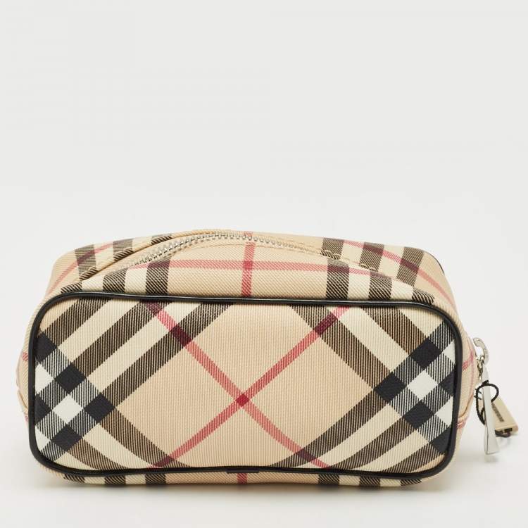 Pre Owned Burberry Beige Nova Check PVC Mini Cosmetic Pouch