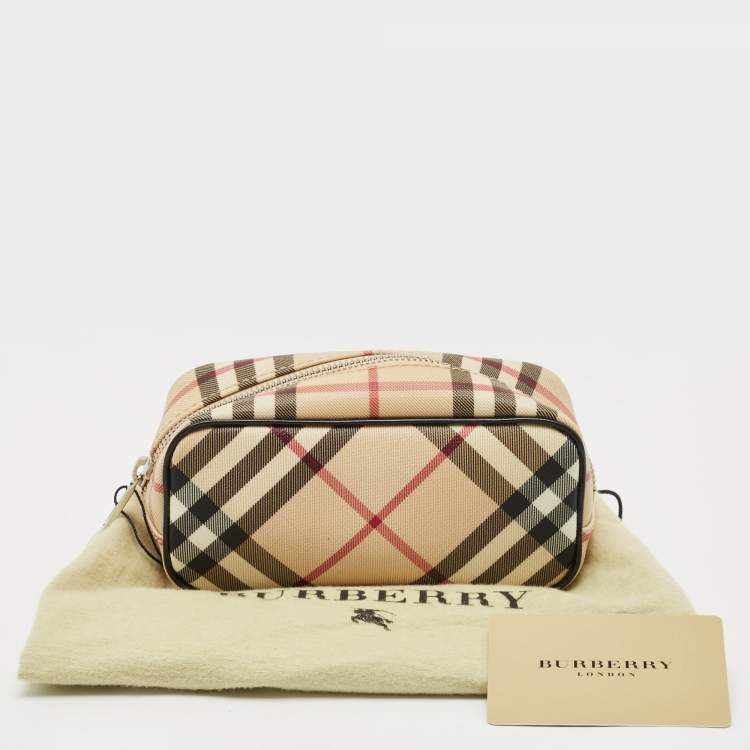 Pre Owned Burberry Beige Nova Check PVC Mini Cosmetic Pouch