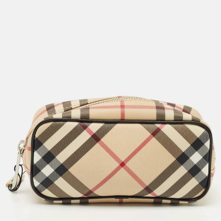 Pre Owned Burberry Beige Nova Check PVC Mini Cosmetic Pouch