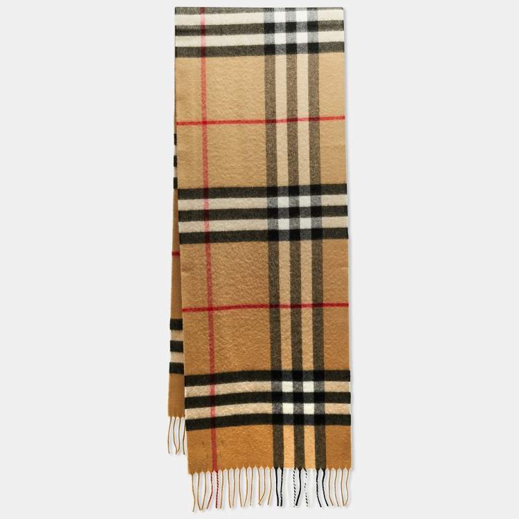 Pre Owned Burberry Archive Beige Gaint Check Cashmere Scarf 