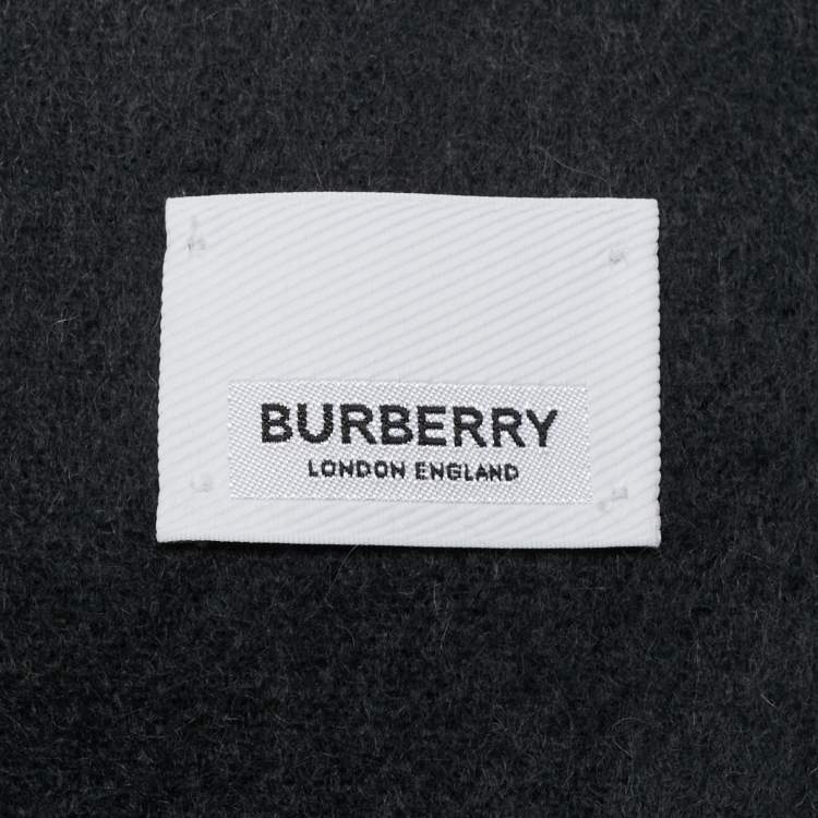 Pre Owned Burberry Grey Cashmere Fringed Scarf