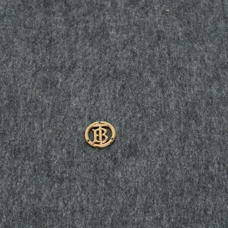 Pre Owned Burberry Grey Cashmere Fringed Scarf