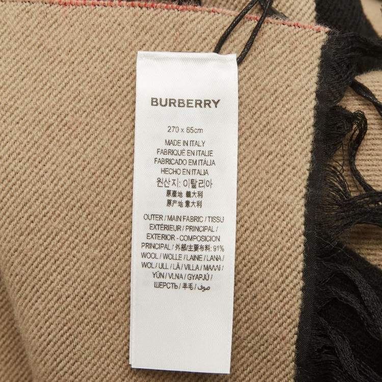 Pre Owned Burberry Black/Brown Wool Love Burberry Oversized Football Scarf