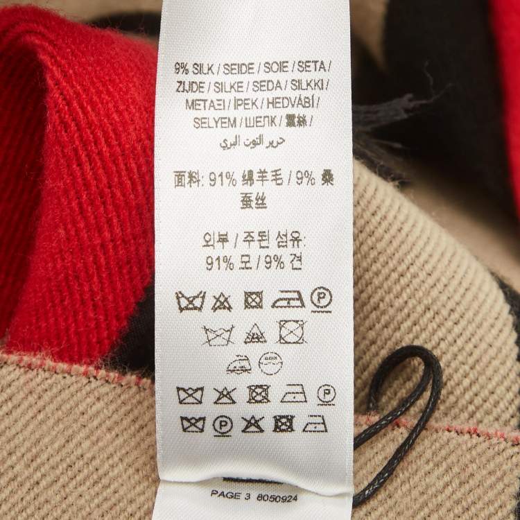 Pre Owned Burberry Black/Brown Wool Love Burberry Oversized Football Scarf