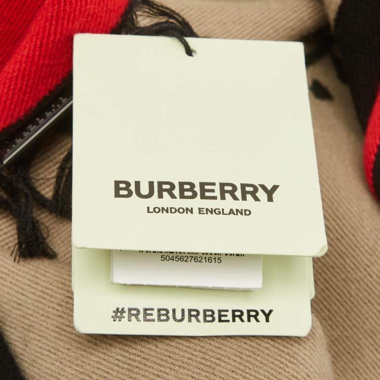 Pre Owned Burberry Black/Brown Wool Love Burberry Oversized Football Scarf