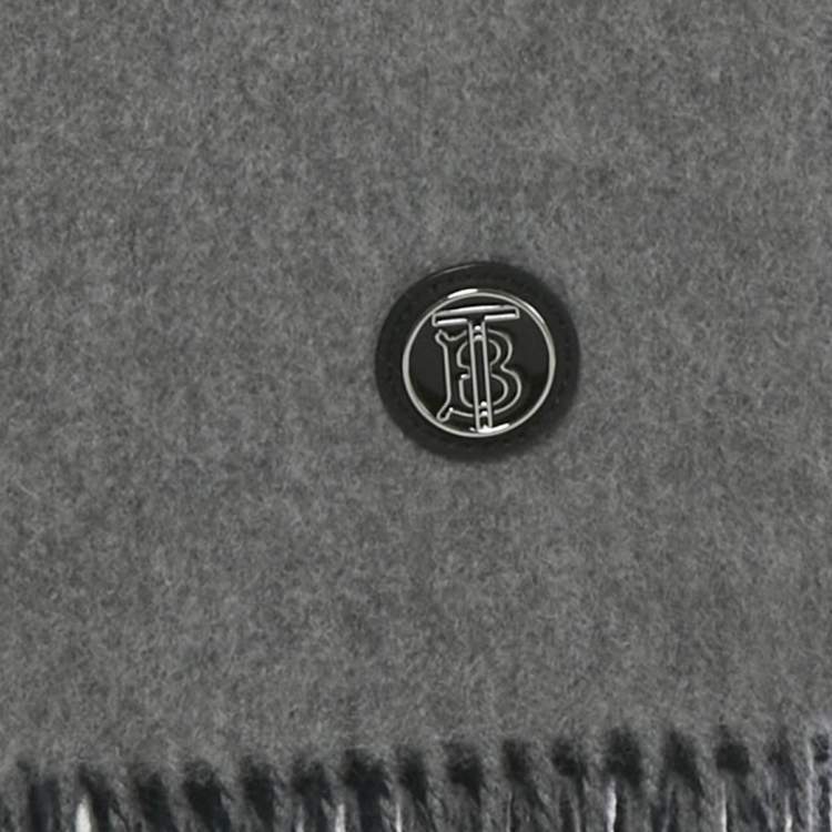 Pre Owned Burberry Blue/Grey Brown Brushed Cashmere Reversible Scarf