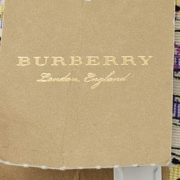 Pre Owned Burberry Yellow/Brown Checked Silk Bandeu Scarf