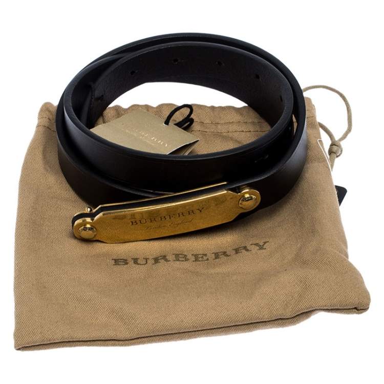مملوكة مسبقًا Burberry Black Leather Reese Slim Belt 95CM