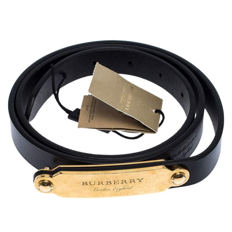 مملوكة مسبقًا Burberry Black Leather Reese Slim Belt 95CM