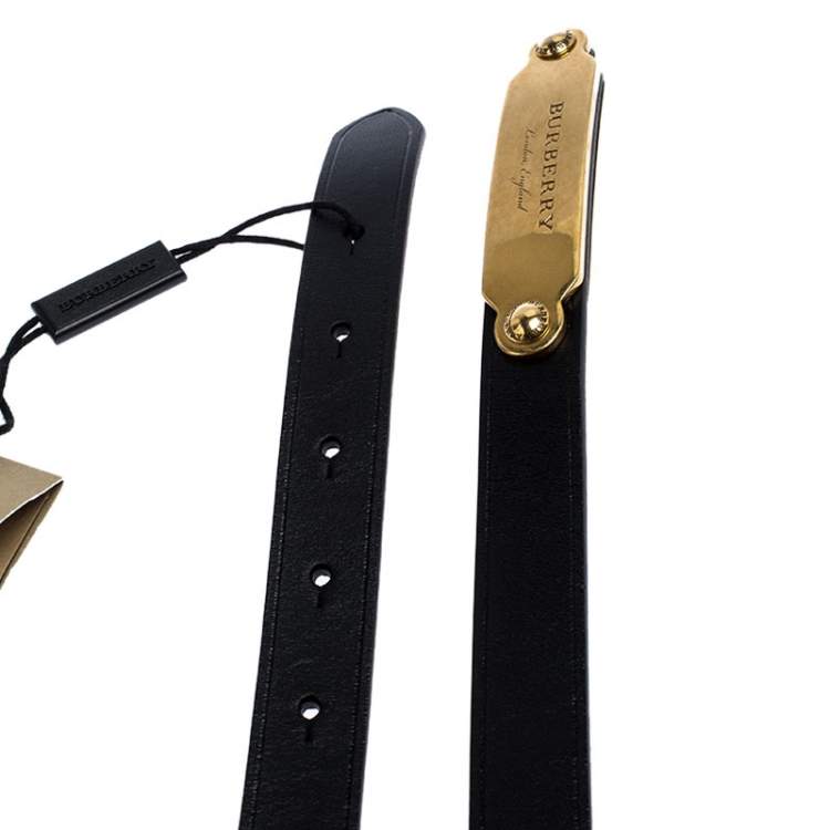 مملوكة مسبقًا Burberry Black Leather Reese Slim Belt 95CM
