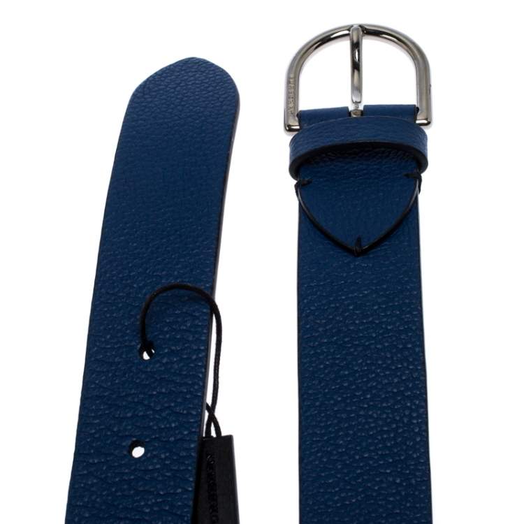 مملوكة مسبقًا Burberry Blue Leather Alex Buckle Belt 90CM