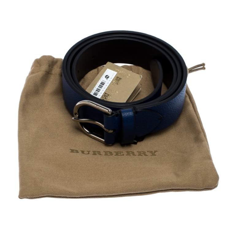 مملوكة مسبقًا Burberry Blue Leather Alex Buckle Belt 90CM