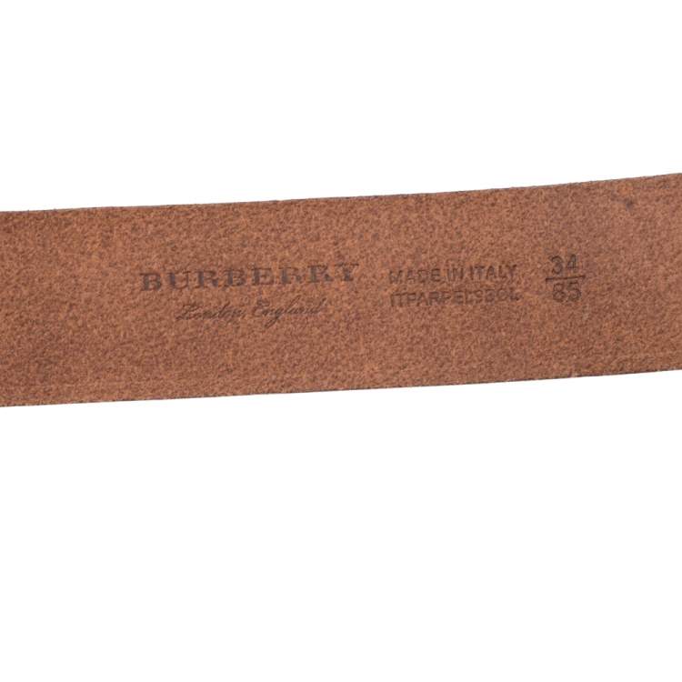 Pre Owned Burberry Black Crackled Patent Leather Ashmore Belt 85CM