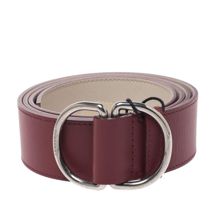 Burberry Burgundy Leather Double D Ring Belt 120CM Burberry TLC