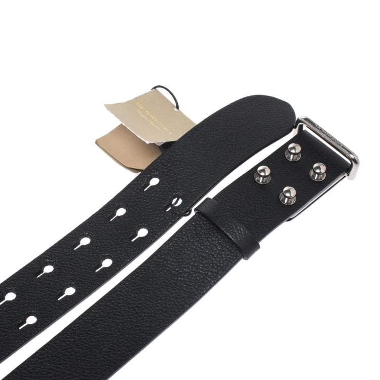 Pre Owned Burberry Black Leather Seth Belt 85CM