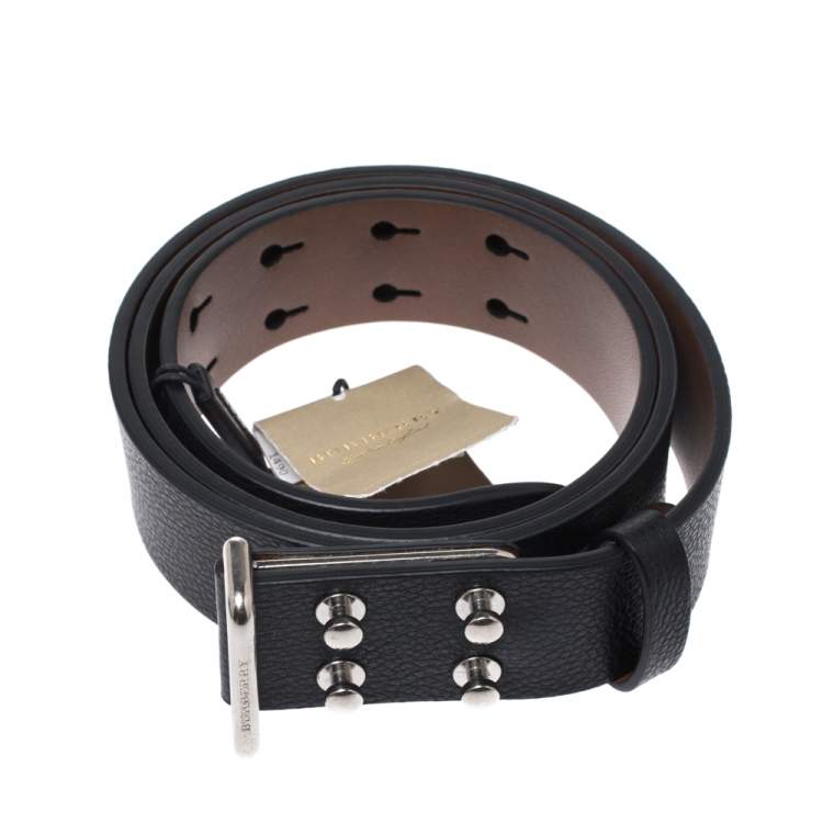 Pre Owned Burberry Black Leather Seth Belt 85CM
