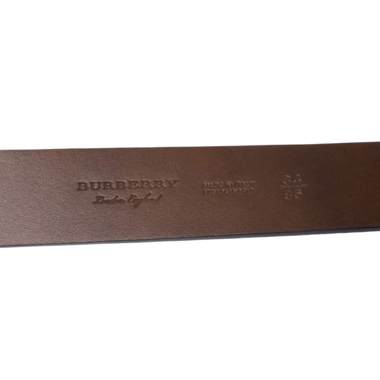 Pre Owned Burberry Black Leather Seth Belt 85CM