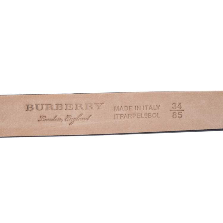 Pre Owned Burberry Blue Leather Reese Slim Belt 85CM