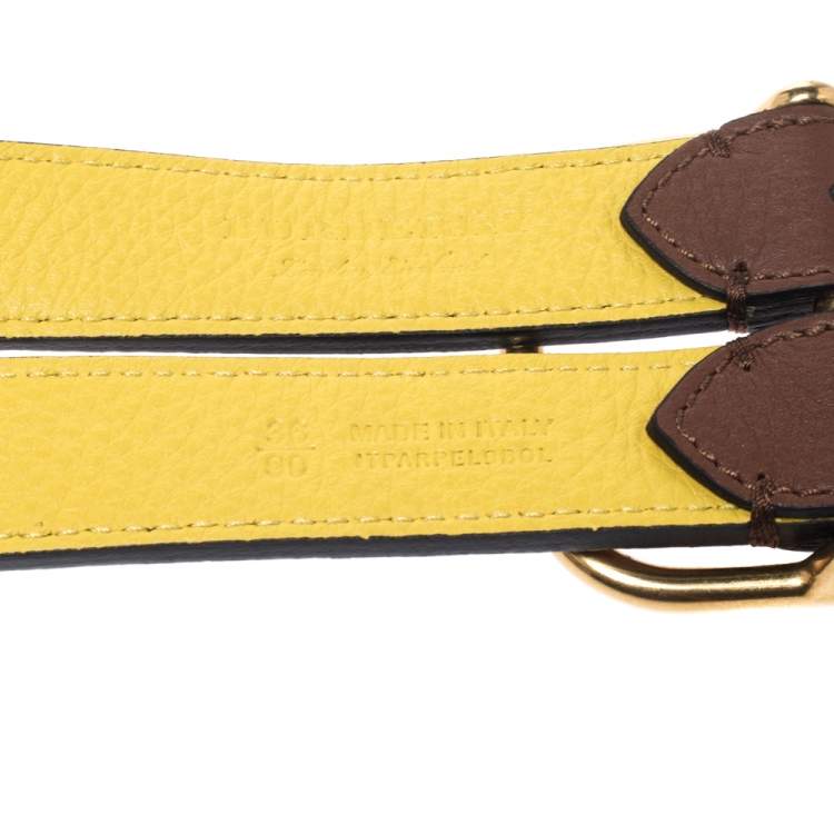 Pre Owned Burberry Brown/Yellow Leather Lynton Double Strap Belt 95CM