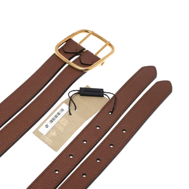 Pre Owned Burberry Brown/Yellow Leather Lynton Double Strap Belt 95CM