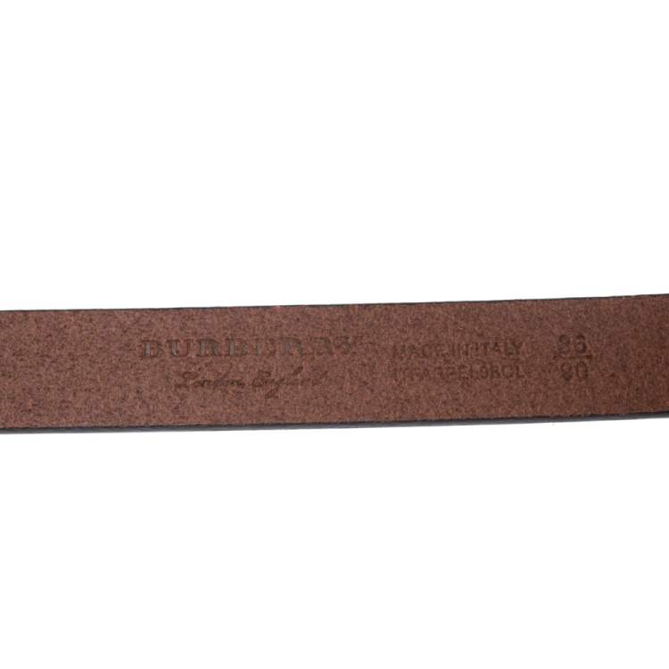 مملوكة مسبقًا Burberry Brown Leather Reese Slim Belt 90CM