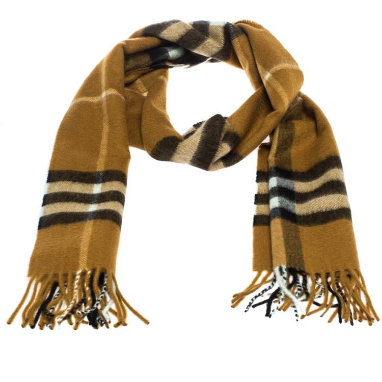 Mængde penge Ironisk handle Burberry Umber Yellow Giant Check Cashmere Scarf Burberry | TLC