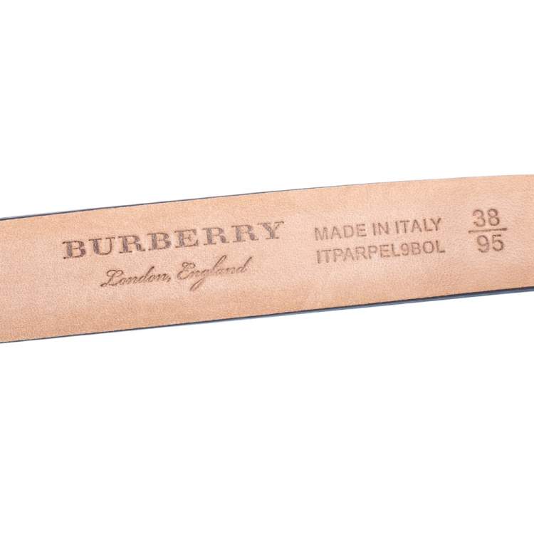 مملوكة مسبقًا Burberry Blue Leather Reese Slim Belt 95 CM