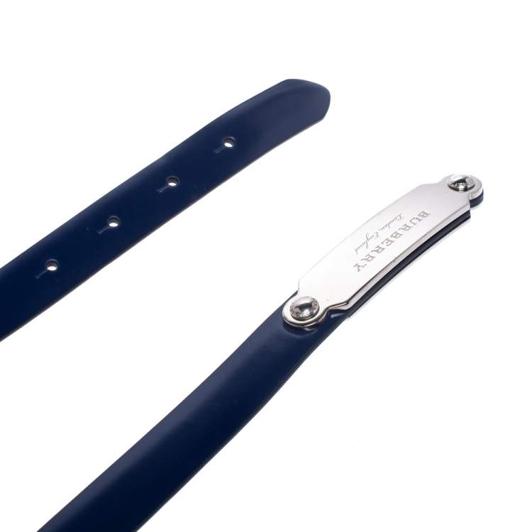 مملوكة مسبقًا Burberry Blue Leather Reese Slim Belt 95 CM