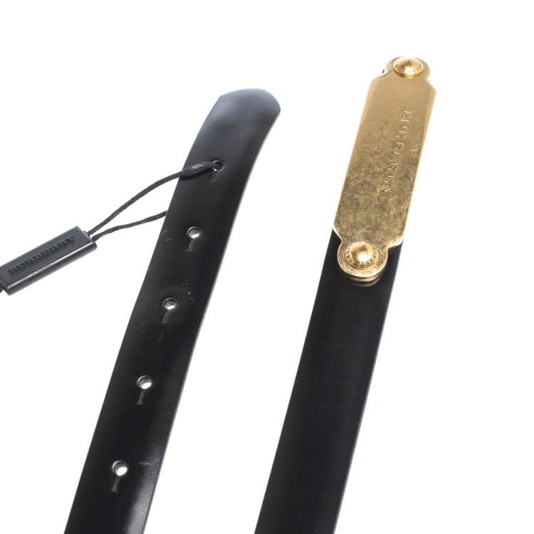 Pre Owned Burberry Black Leather Slim Reese Belt 100CM