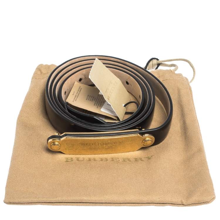 Pre Owned Burberry Black Leather Slim Reese Belt 100CM