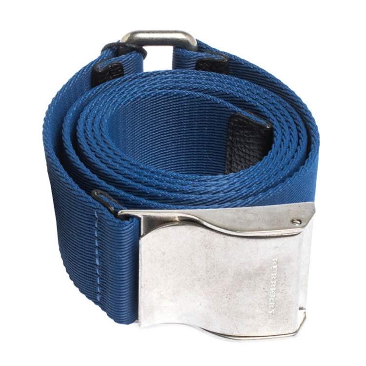 Pre Owned Burberry Blue Canvas Zach Webbing Belt 100 CM