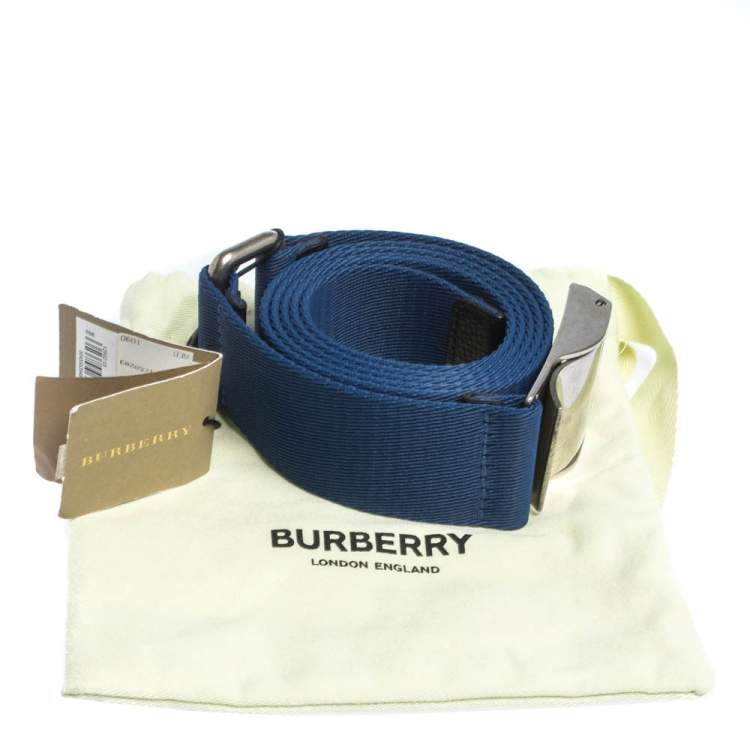Pre Owned Burberry Blue Canvas Zach Webbing Belt 100 CM