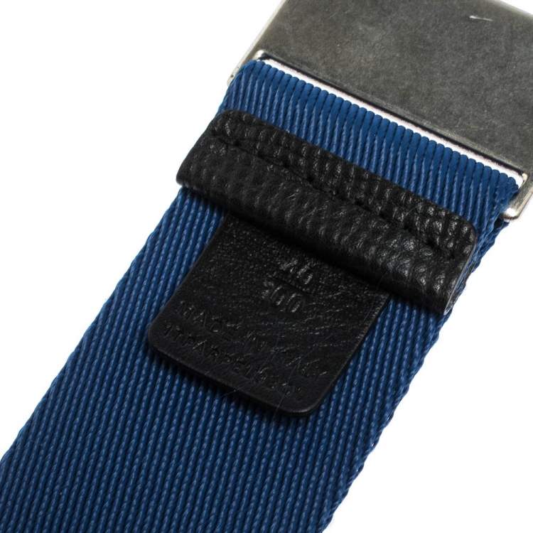 Pre Owned Burberry Blue Canvas Zach Webbing Belt 100 CM