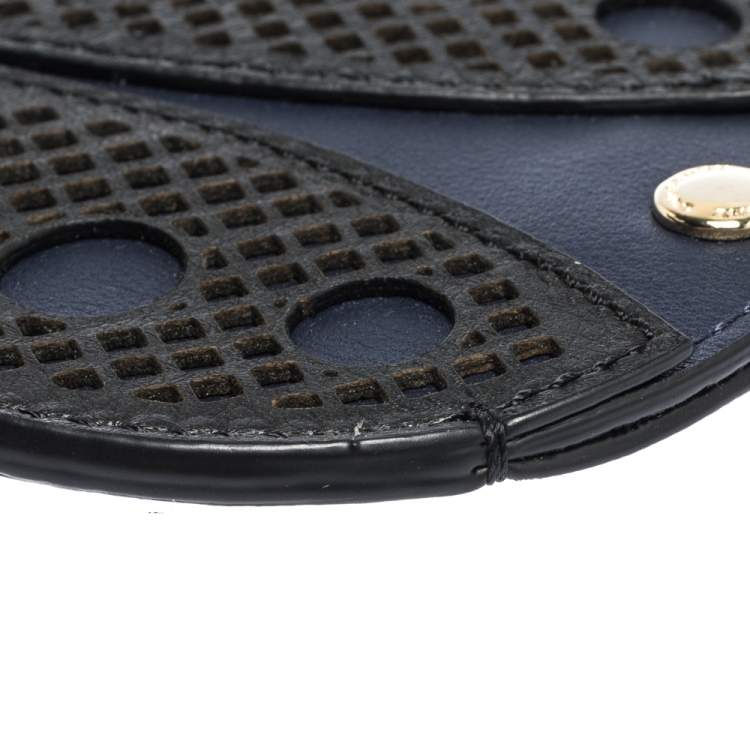 Pre Owned Burberry Blue/Black Leather Ladybug Coin Purse