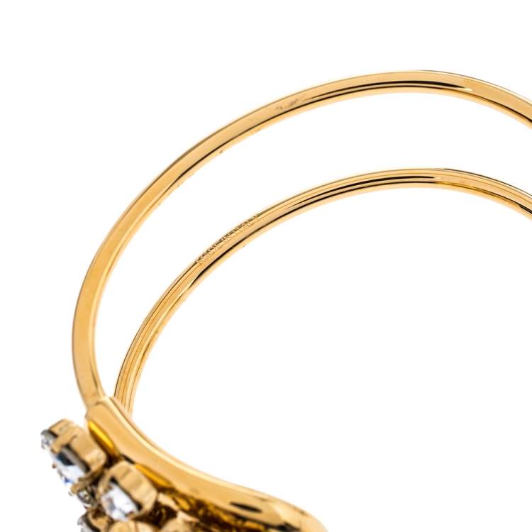 مملوكة مسبقًا Burberry Daisy Crystal Gold Tone Open Cuff Bracelet
