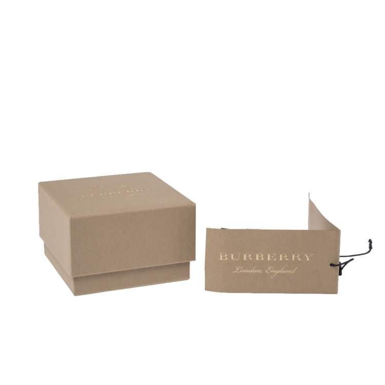 Pre Owned Burberry Midnight Marble Light Gold Tone Hoop Earrings