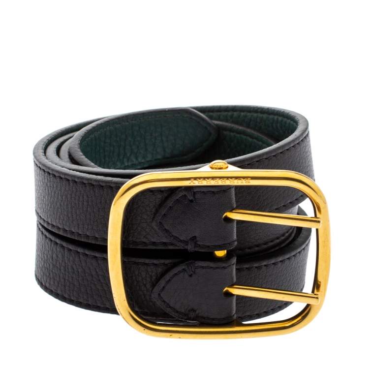 Burberry Black/Green Leather Lynton Double Strap Belt 85CM Burberry | TLC