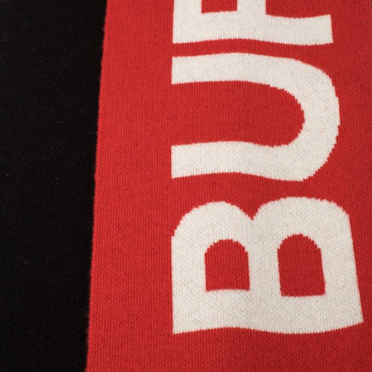 Pre Owned Burberry Bicolor Logo Intarsia Knit Cashmere Football Scarf