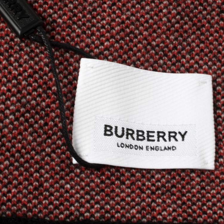 Pre Owned Burberry Bicolor Logo Intarsia Knit Cashmere Football Scarf