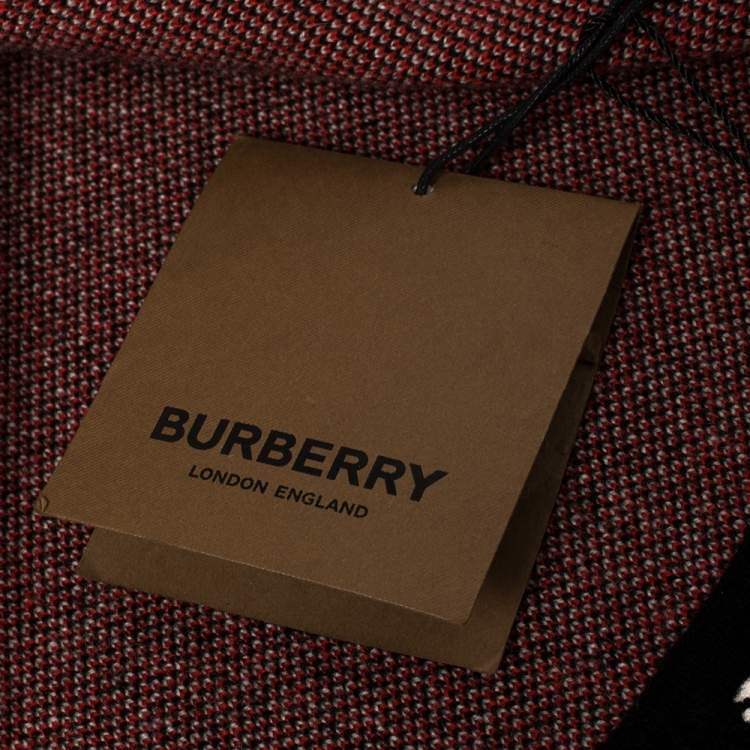 Pre Owned Burberry Bicolor Logo Intarsia Knit Cashmere Football Scarf