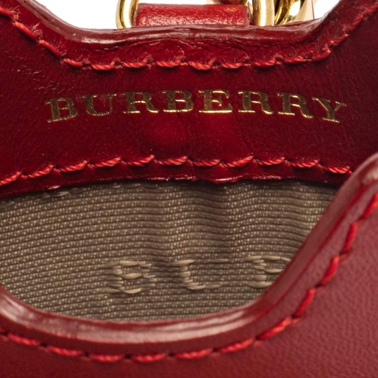 Pre Owned Burberry Beige/Red Nova Check PVC and Leather Phone Holder