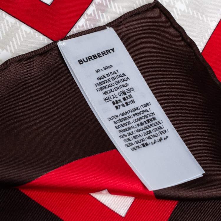 Pre Owned Burberry White Archive Society Print Silk Square Scarf