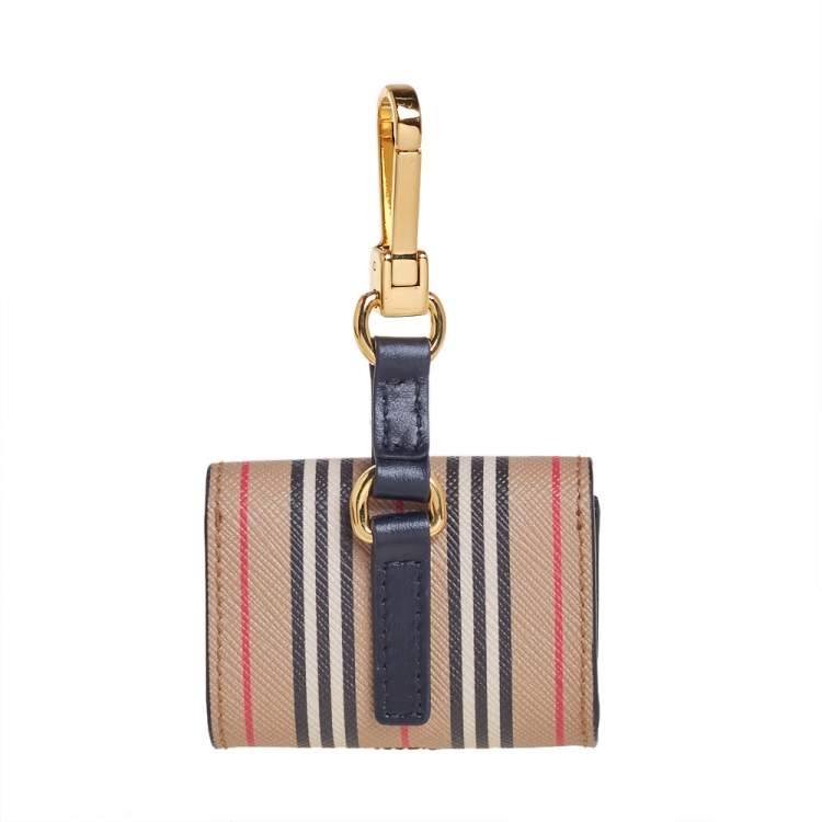 Pre Owned Burberry Beige Icon Stripe Coated Canvas AirPod Pro Case