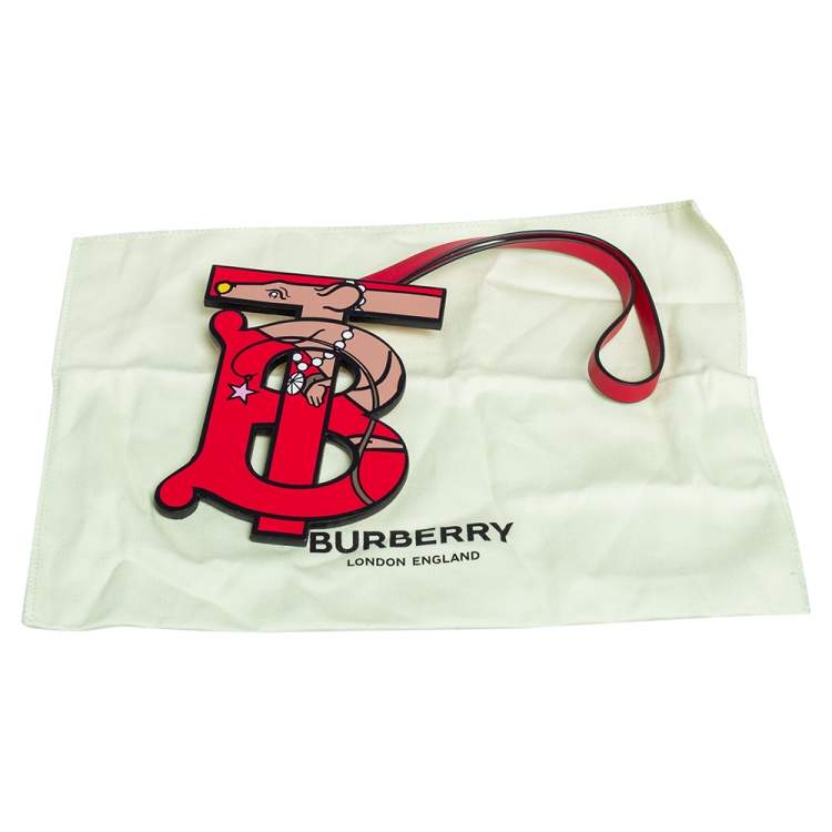 Pre Owned Burberry Red Leather TB Bag Charm