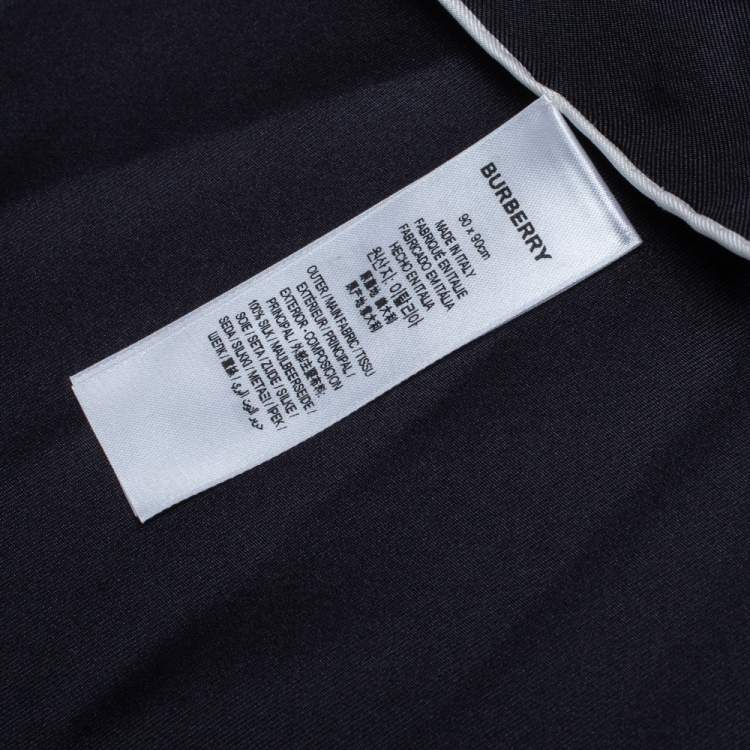 Pre Owned Burberry Black Inverse Horseferry Print Satin Silk Scarf