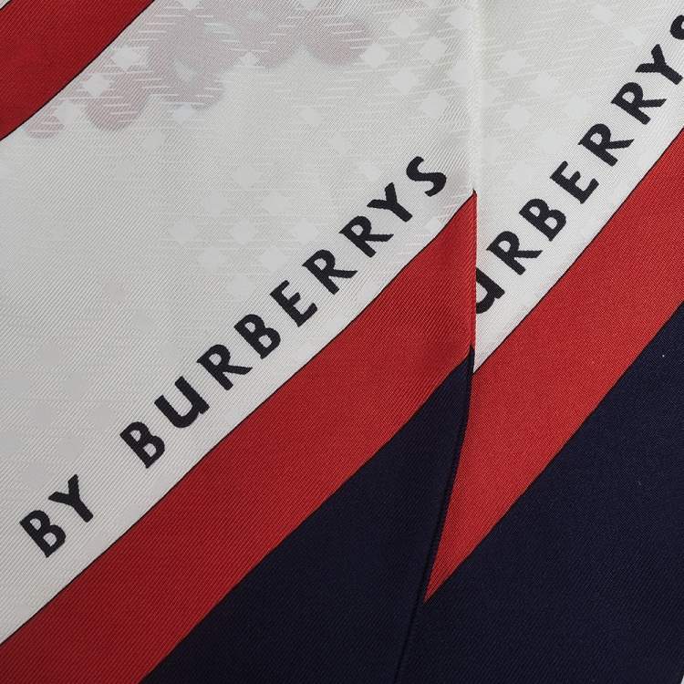 Pre Owned Burberry Navy Archive Society Print Silk Chignon