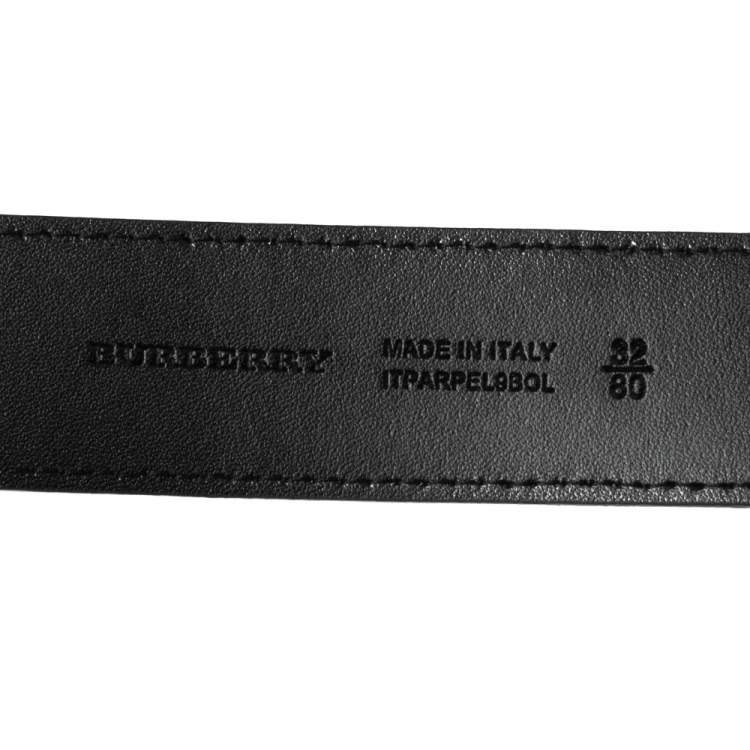 Pre Owned Burberry Black Beat Check Coated Canvas Luke Belt 80CM